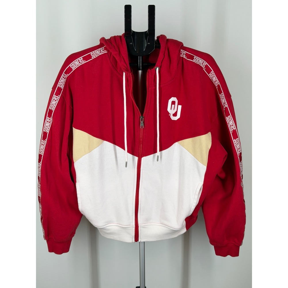 WEAR by Erin Andrews Oklahoma Sooners Zip Up Hoodie Red White XXL Women